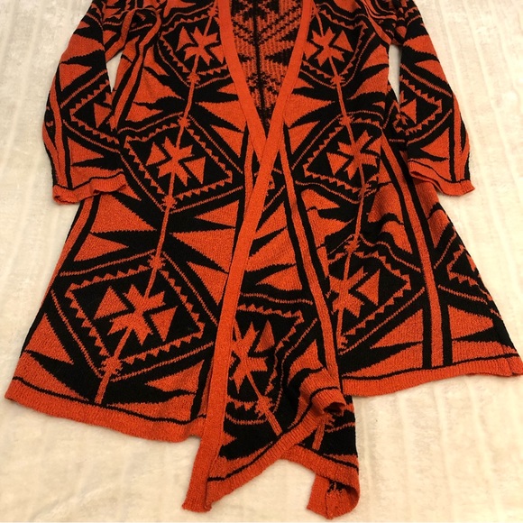BOGO Free🦋 John Fashion Long Open Front Aztec Pattern Cardigan - Picture 5 of 14